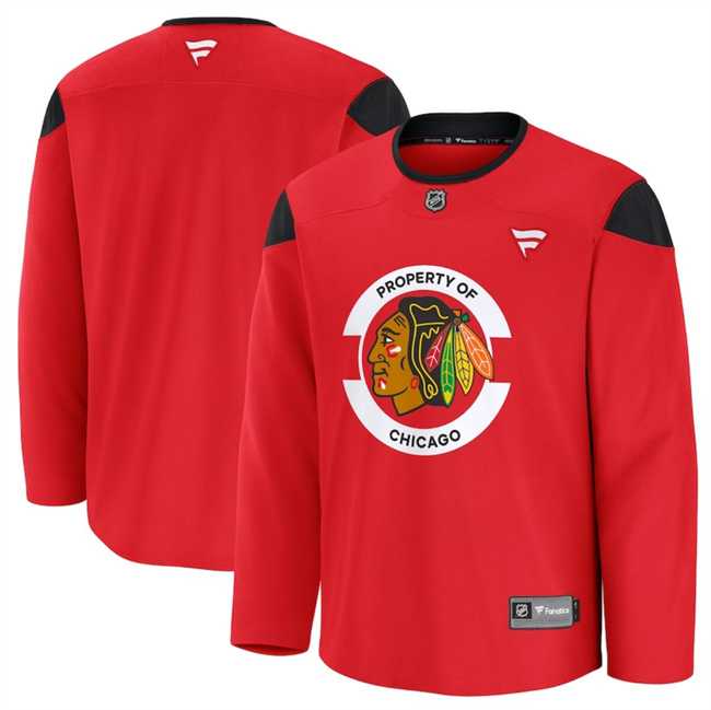 Mens Chicago Blackhawks Red 2024-25 Team Practice Stitched Hockey Jersey Dzhi